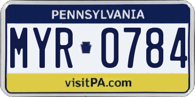 PA license plate MYR0784