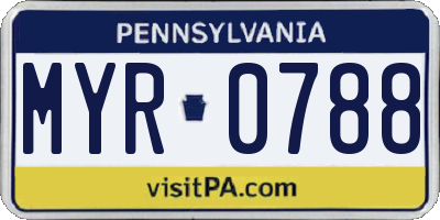PA license plate MYR0788