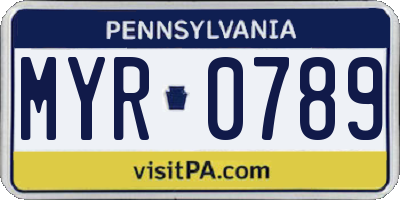 PA license plate MYR0789
