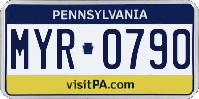 PA license plate MYR0790