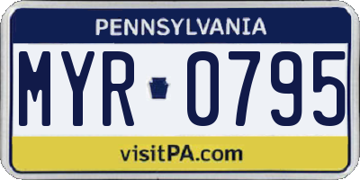 PA license plate MYR0795