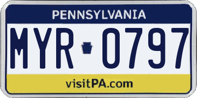 PA license plate MYR0797