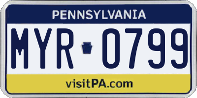 PA license plate MYR0799