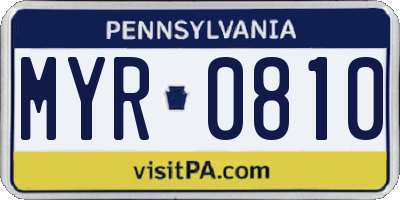 PA license plate MYR0810