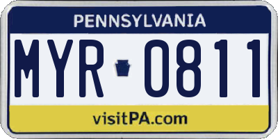 PA license plate MYR0811