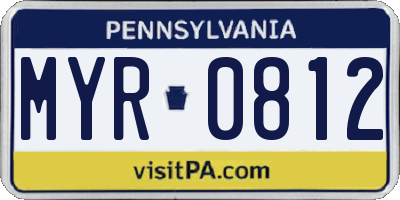 PA license plate MYR0812