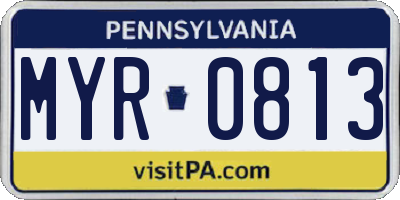 PA license plate MYR0813
