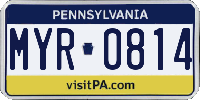 PA license plate MYR0814