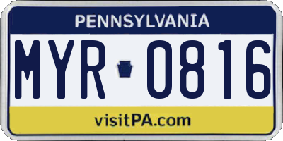 PA license plate MYR0816
