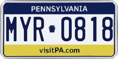PA license plate MYR0818