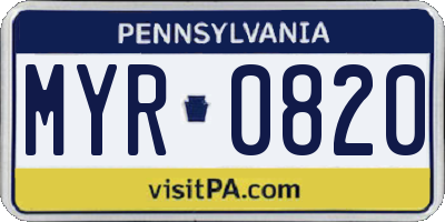 PA license plate MYR0820