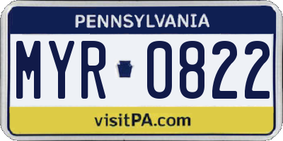 PA license plate MYR0822
