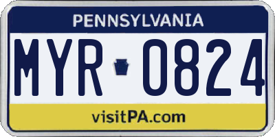 PA license plate MYR0824