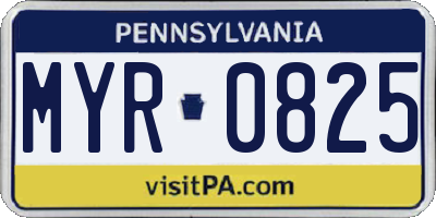 PA license plate MYR0825