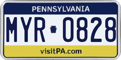 PA license plate MYR0828