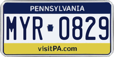 PA license plate MYR0829