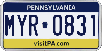 PA license plate MYR0831