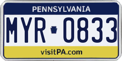 PA license plate MYR0833