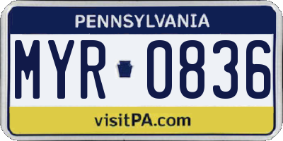 PA license plate MYR0836