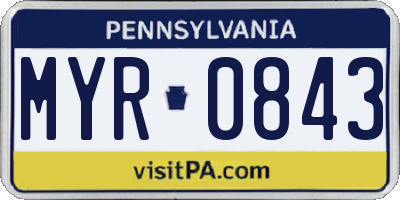 PA license plate MYR0843