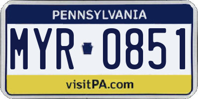PA license plate MYR0851