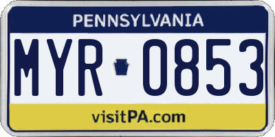 PA license plate MYR0853