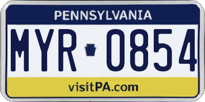 PA license plate MYR0854