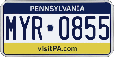 PA license plate MYR0855