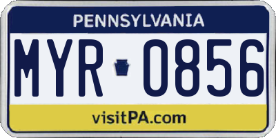 PA license plate MYR0856