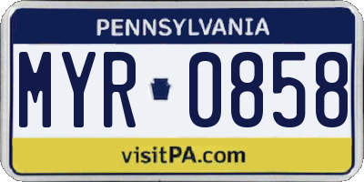 PA license plate MYR0858