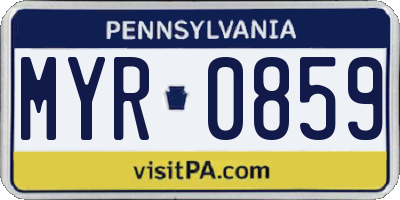 PA license plate MYR0859