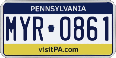 PA license plate MYR0861