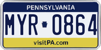 PA license plate MYR0864