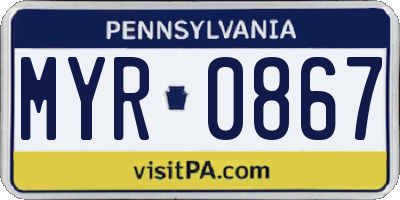 PA license plate MYR0867