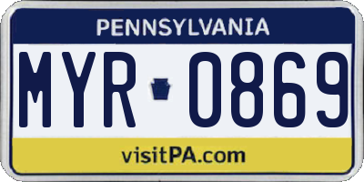 PA license plate MYR0869