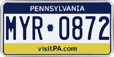 PA license plate MYR0872