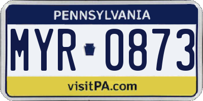 PA license plate MYR0873