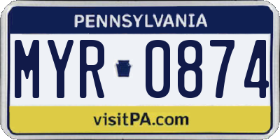 PA license plate MYR0874
