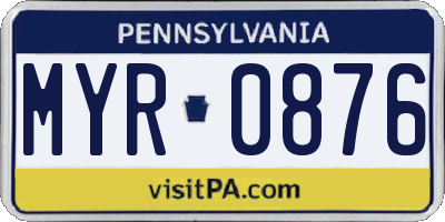 PA license plate MYR0876