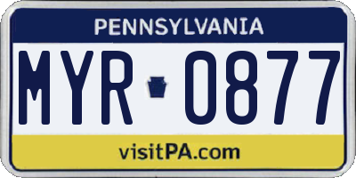 PA license plate MYR0877