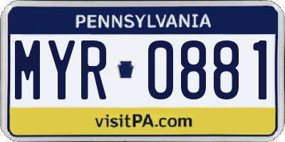 PA license plate MYR0881