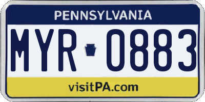 PA license plate MYR0883