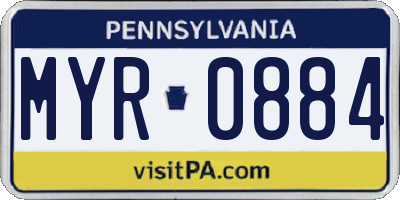 PA license plate MYR0884