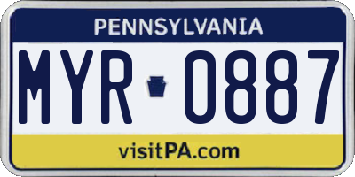 PA license plate MYR0887