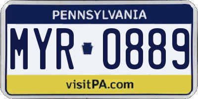 PA license plate MYR0889
