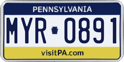 PA license plate MYR0891