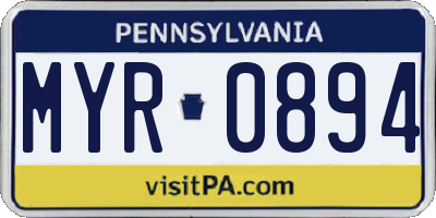 PA license plate MYR0894