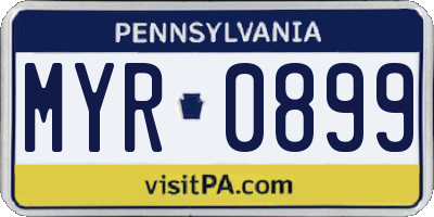 PA license plate MYR0899