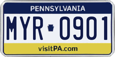 PA license plate MYR0901