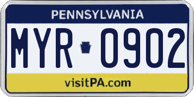 PA license plate MYR0902